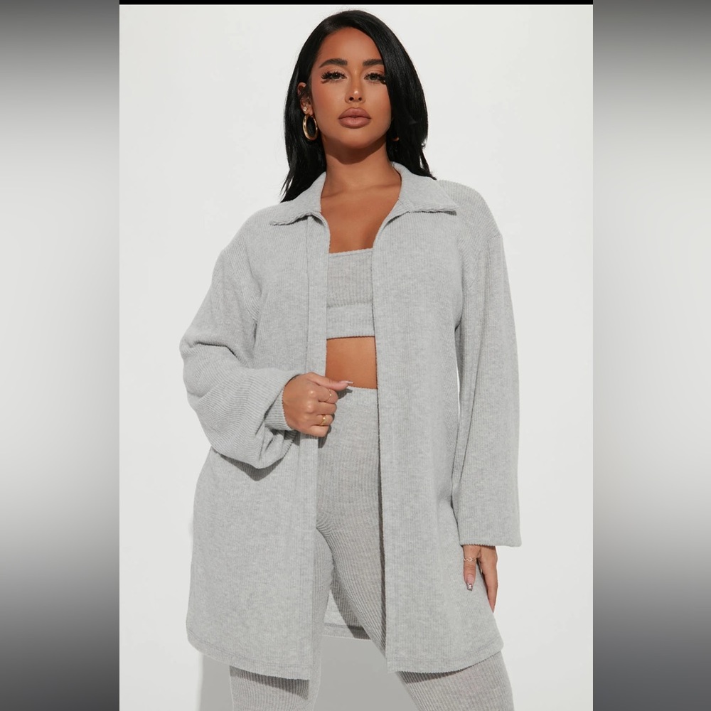 Easy weekend 3 piece grey cardigan set